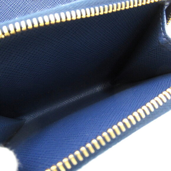 Prada Compact Round Wallet Saffiano Leather Blue - Picture 8 of 10